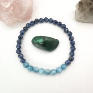 Bransoletka elastyczna Larimar i Lapis Lazuli Spokój i Komunikacja – 18 cm