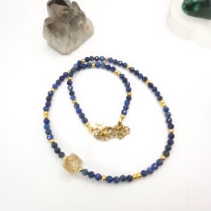 Naszyjnik Choker Lapis Lazuli i Cytryn. Mądrość i Obfitość