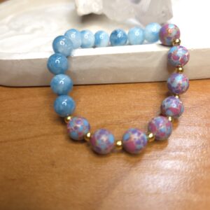 Bransoletka Larimar i Jaspis Cesarski 16 cm Spokój i Stabilizacja